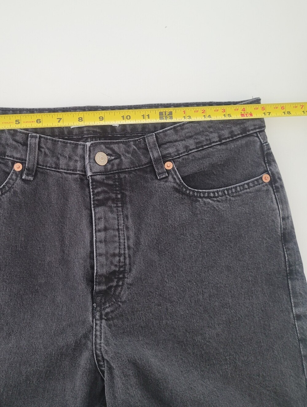 Mango Havana High-Rise Black Wash Straight Jeans Size 10 - Picture 8 of 14